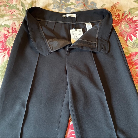 ZARA Size Medium Black Dress Pants Full Length Straight Leg Sewn-Leg-Line NEW - Picture 12 of 16